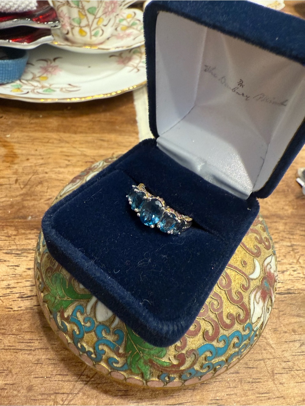 Three-Stone Blue Topaz Ring in Silver